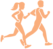 Race icon of man and woman running
